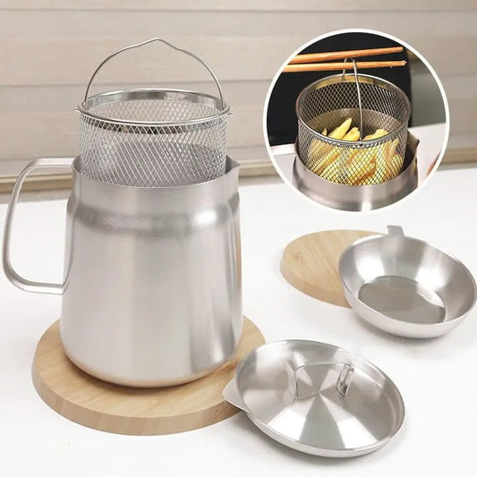 Stainless Steel Oil Filter Pot with strainer fryer