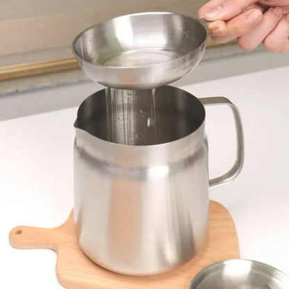 Stainless Steel Oil Filter Pot with strainer fryer