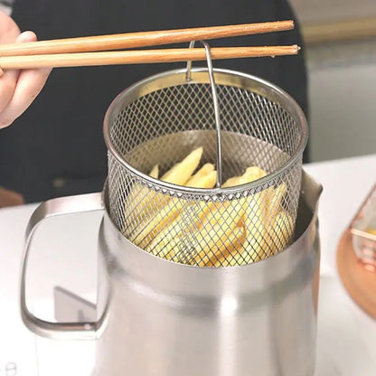 Stainless Steel Oil Filter Pot with strainer fryer