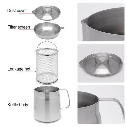 Stainless Steel Oil Filter Pot with strainer fryer